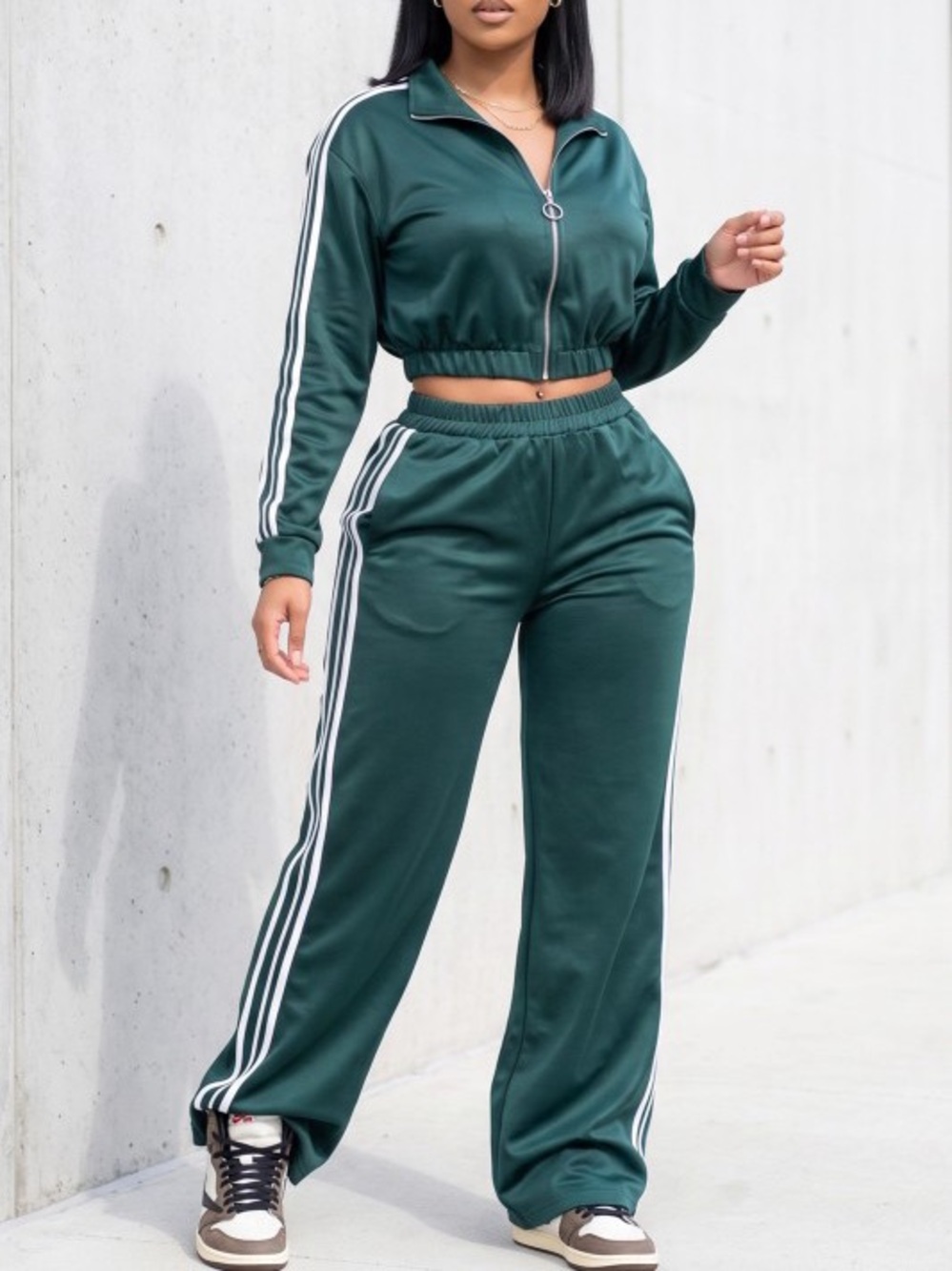 Hunter Green Track Joggers with Side Stripes ST-00789-2CLS2